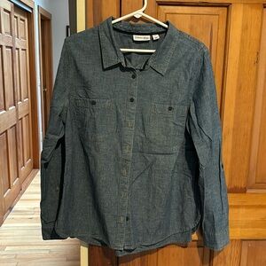 St. John’s Bay Jean Shirt Button down optional button rolled sleeves SzXL Cotton